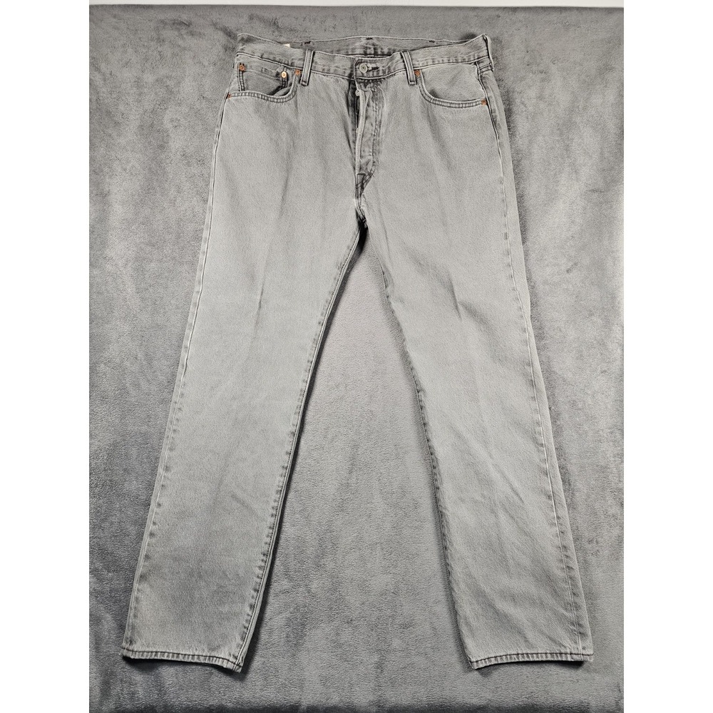 Levi's 501 Original Button Fly Jeans Mens 38x34‎ Light Gray Premium Denim